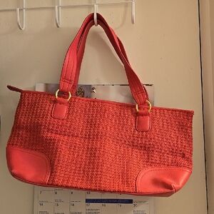 Elegant Red Woven Handbag